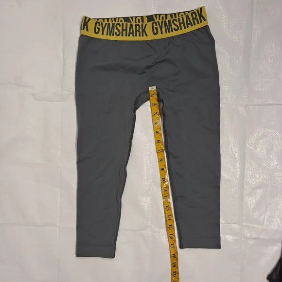 Gymshark Grey And Yellow Waistband Fit Cropped Leggings NWOT - Picture 6 of 9